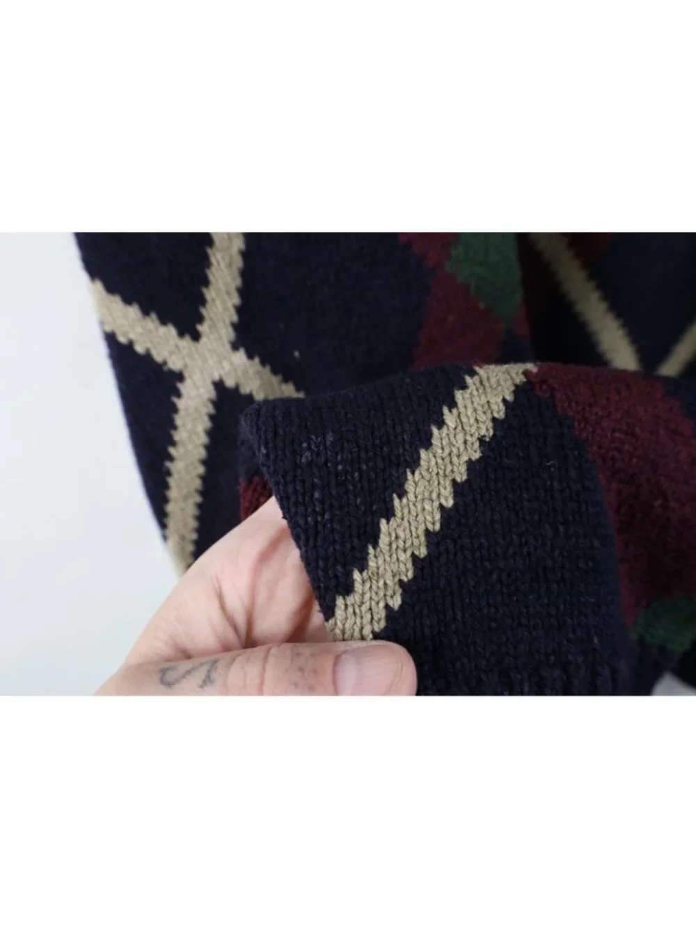 Vintage 90s Streetwear Mens XL Silk Blend Knit Argyle Diamond Crewneck Sweater